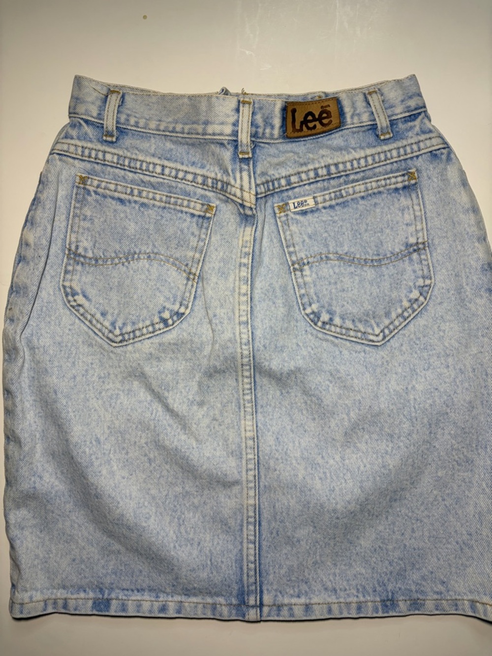 Vintage Lee Denim Skirt Womens Light Wash High Rise Jean Skirt Size - Picture 2 of 5